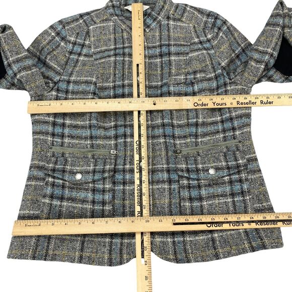 L.L. Bean Gray Plaid Blazer with Black Elbow Patches - Picture 4 of 16